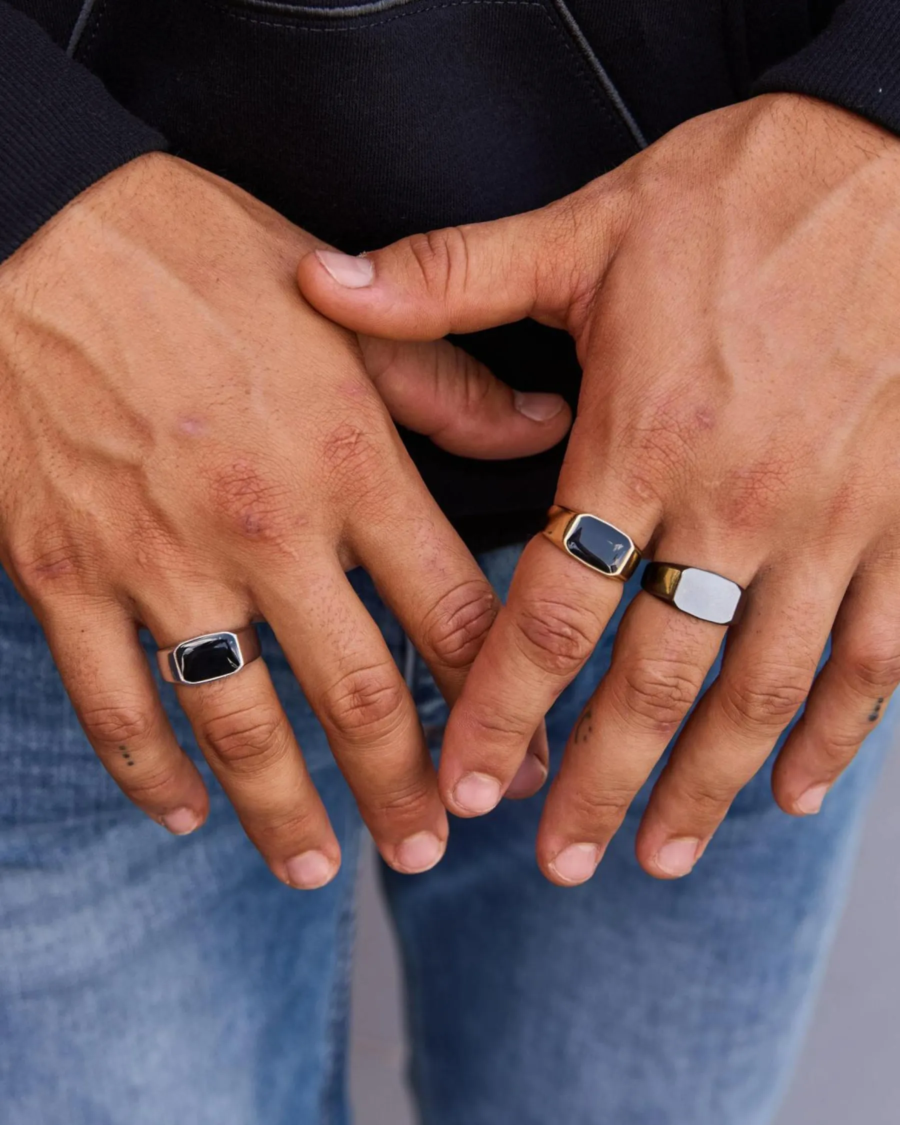 Jewelry*REPUBLIK 3 Pack stone Ring Black