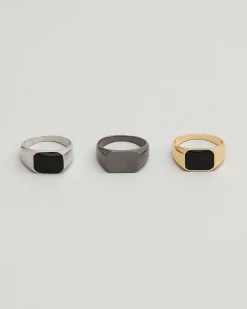 Jewelry*REPUBLIK 3 Pack stone Ring Black
