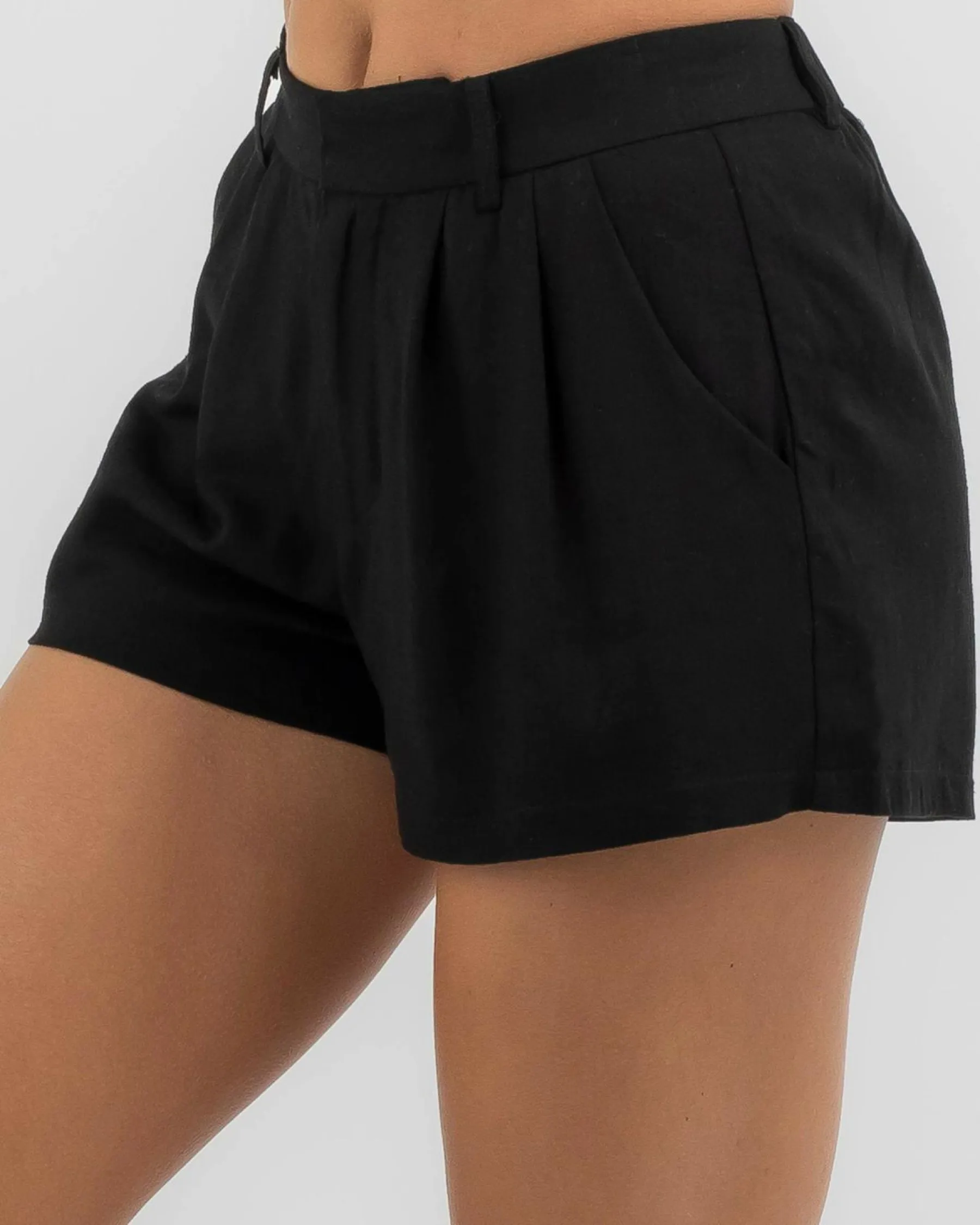 Sets|Linen Blend*Mooloola Abby Hawaii Shorts Black