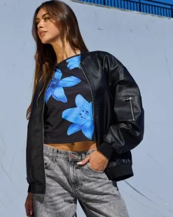 Jackets & Coats*Ava And Ever Ace Faux Leather Jacket Matte Black