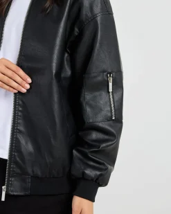 Jackets & Coats*Ava And Ever Ace Faux Leather Jacket Matte Black