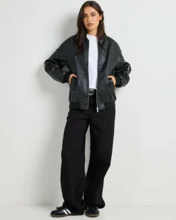Jackets & Coats*Ava And Ever Ace Faux Leather Jacket Matte Black