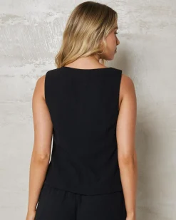 Outlet Adi Dallis Tie Front Vest Women Sets|Linen Blend