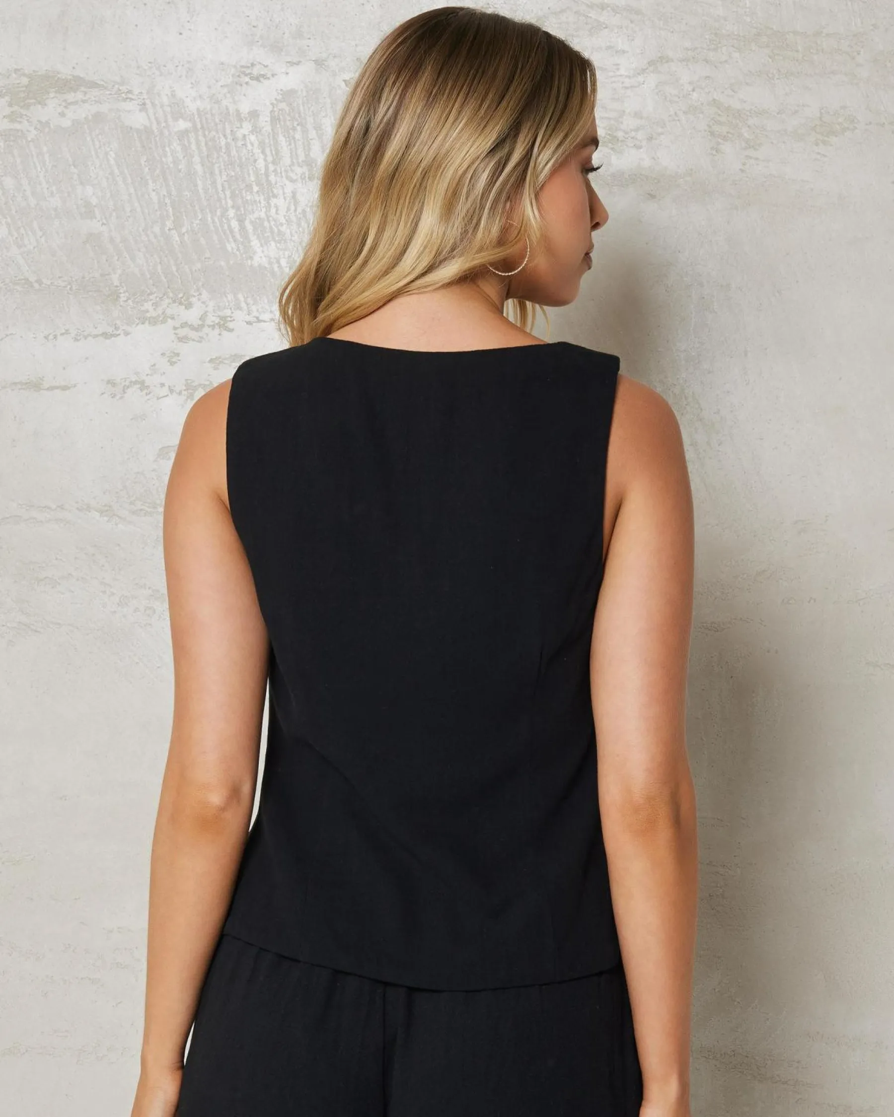 Outlet Adi Dallis Tie Front Vest Women Sets|Linen Blend