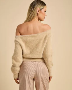 Knitwear|Jumpers & Hoodies*Luvalot Adia Off Shoulder Knit Jumper Beige