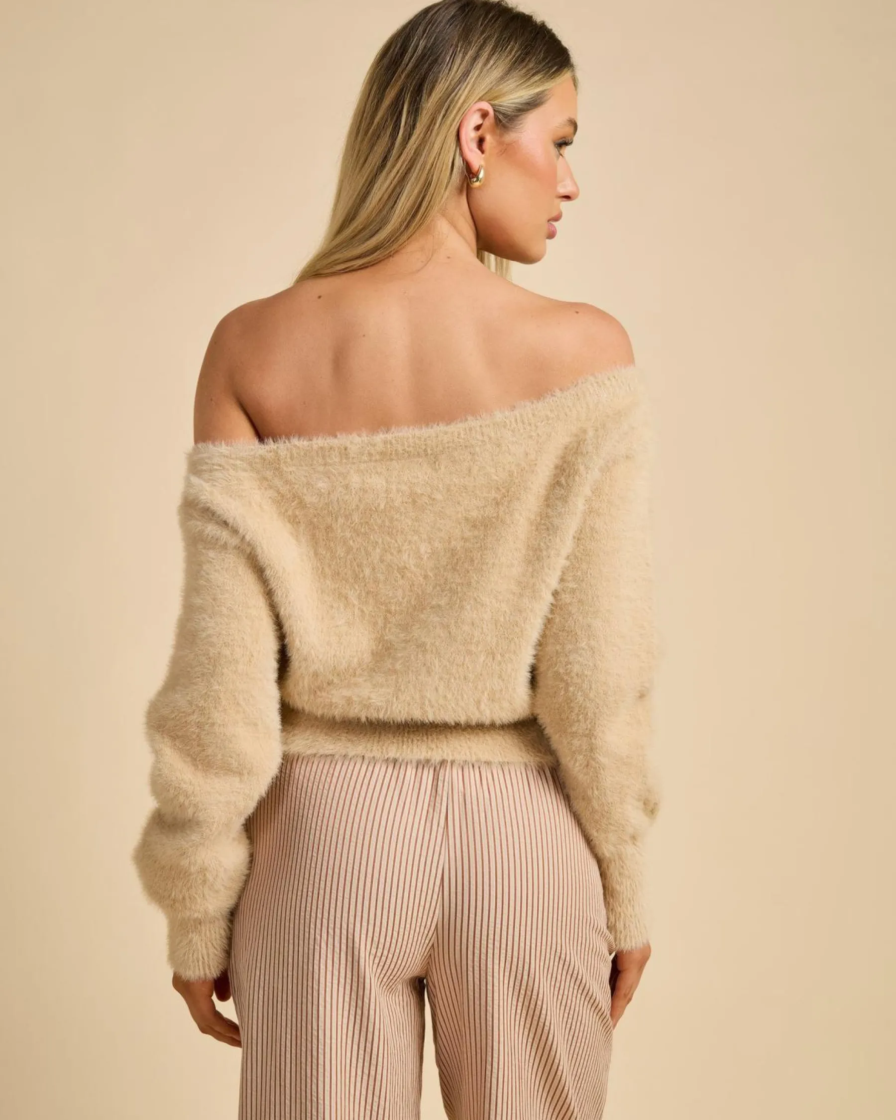 Knitwear|Jumpers & Hoodies*Luvalot Adia Off Shoulder Knit Jumper Beige
