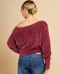 Knitwear|Jumpers & Hoodies*Luvalot Adia Off Shoulder Knit Jumper Berry