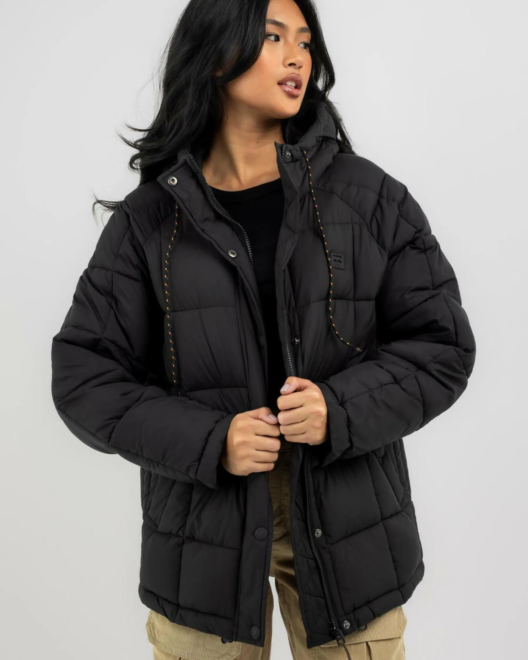 Jackets & Coats*Billabong Adventure Division Venture On Hooded Puffer Jacket Black 1
