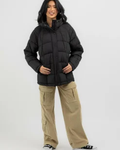 Jackets & Coats*Billabong Adventure Division Venture On Hooded Puffer Jacket Black 1