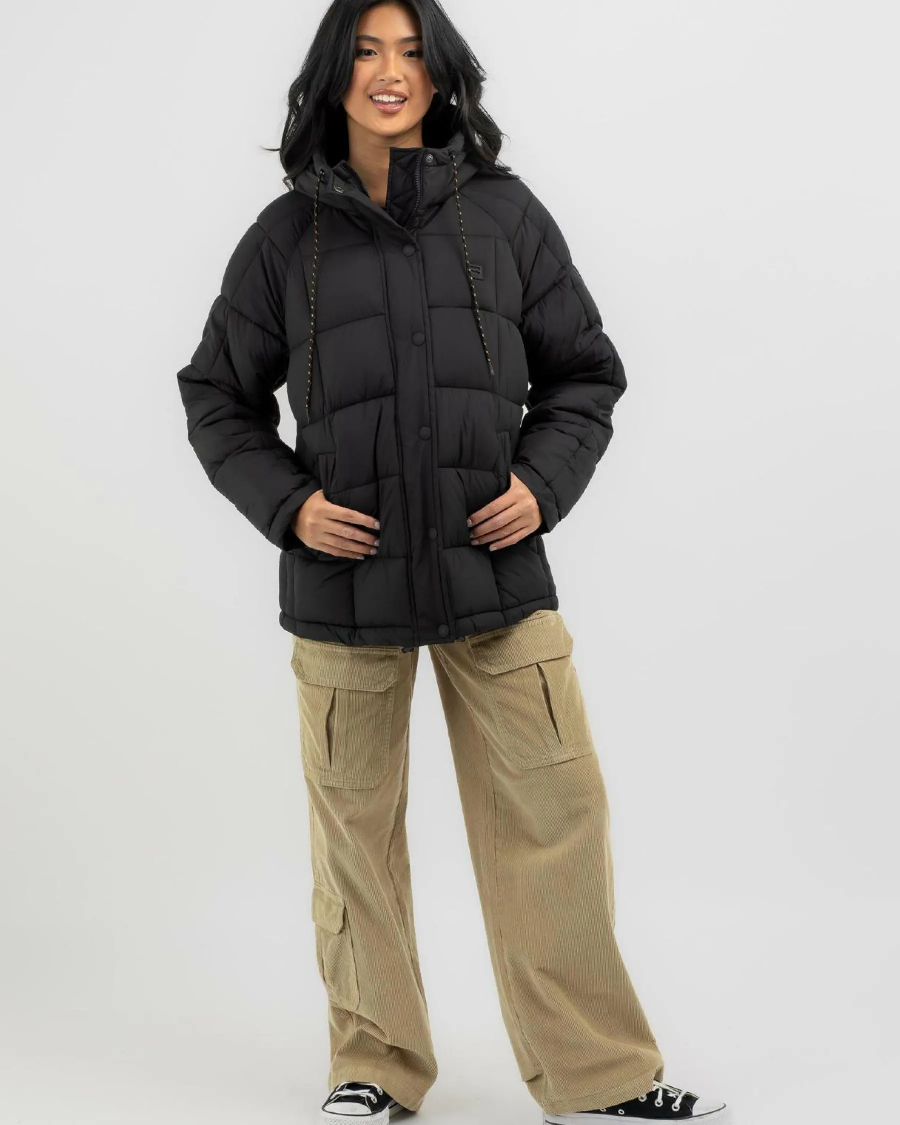 Jackets & Coats*Billabong Adventure Division Venture On Hooded Puffer Jacket Black 1
