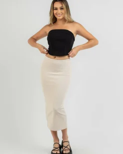 Bottoms*Ava And Ever Afia Midi Skirt Seashell