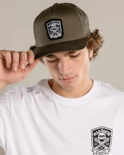 Headwear*The Mad Hueys Ahoy Fkrs Shield Snapback Cap Olive