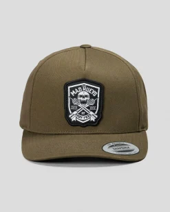 Headwear*The Mad Hueys Ahoy Fkrs Shield Snapback Cap Olive