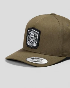 Headwear*The Mad Hueys Ahoy Fkrs Shield Snapback Cap Olive