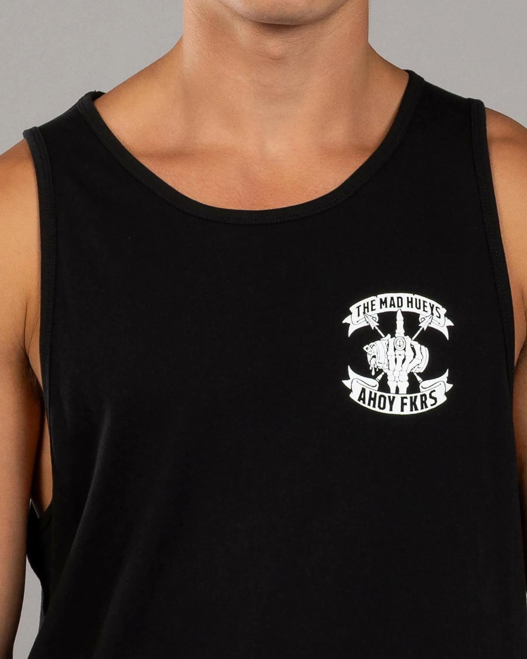 Tops & T-Shirts*The Mad Hueys Ahoy Fkrs Storm Singlet Tank Black