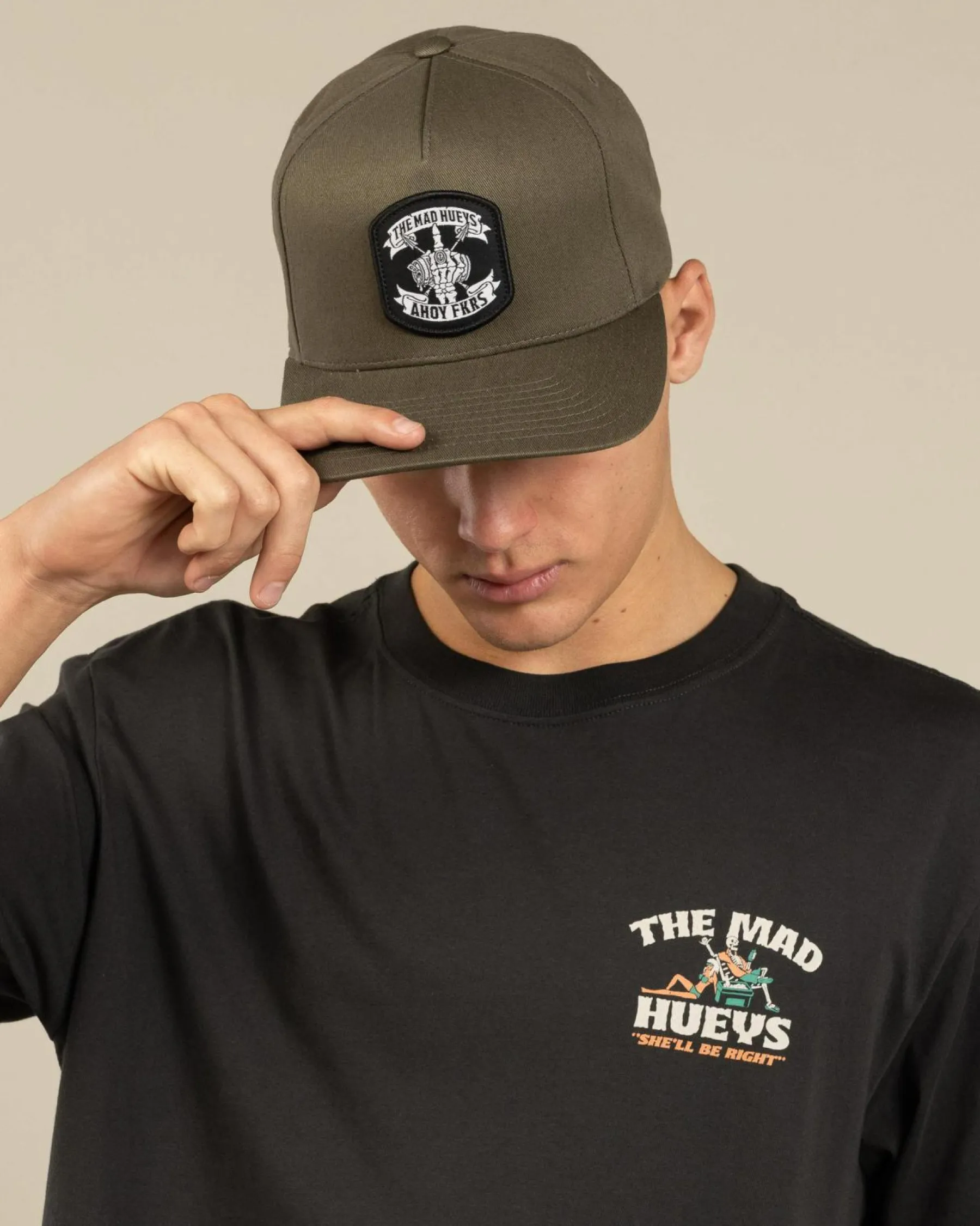 Headwear*The Mad Hueys Ahoy Fkrs Storm Snapback Cap Olive