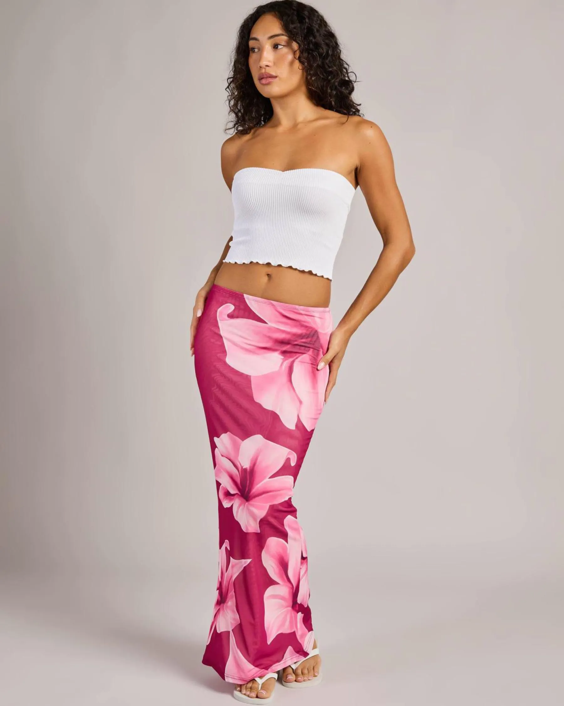 Bottoms*Ava And Ever Alani Maxi Skirt Pink/pink Floral