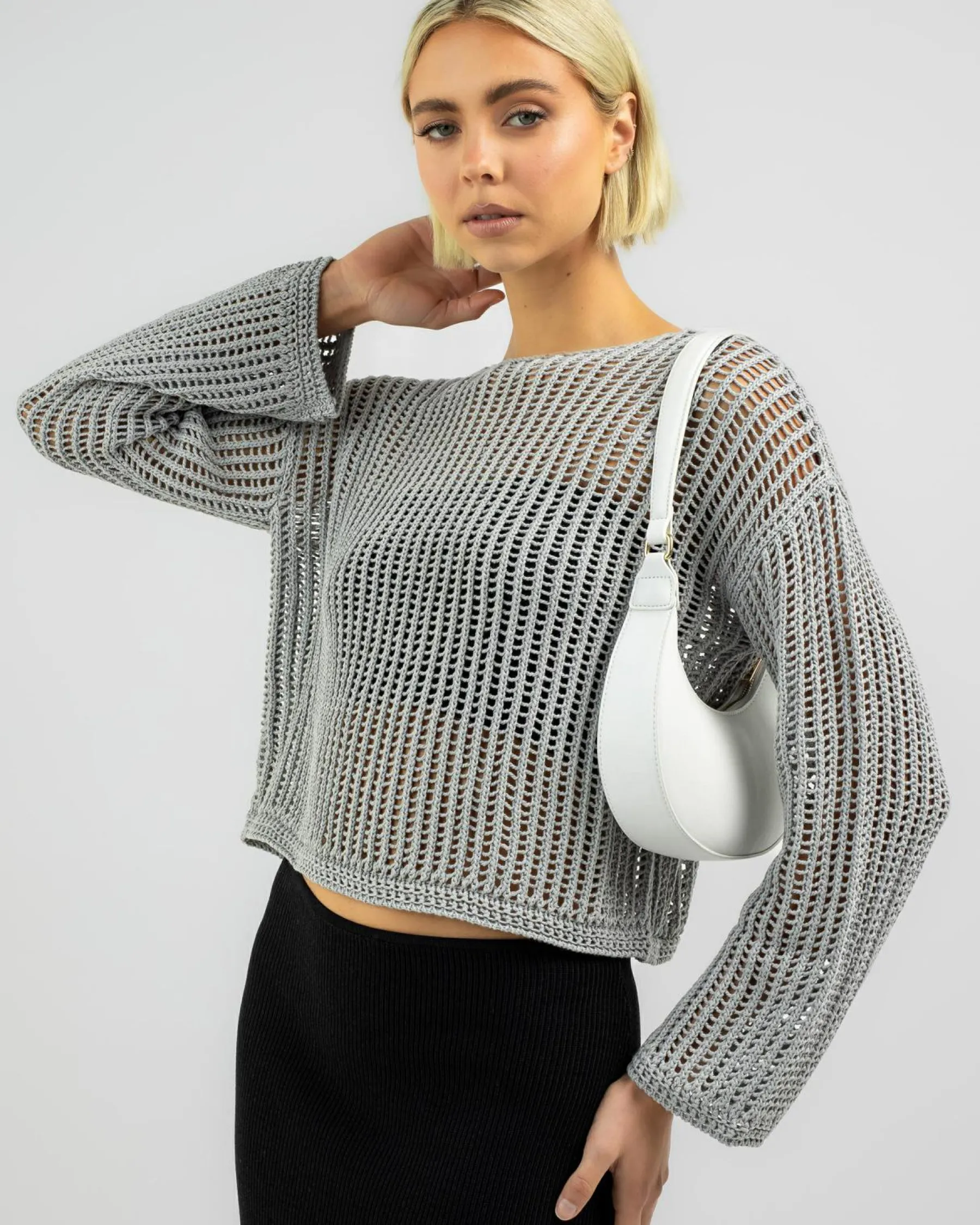 Tops*Ava And Ever Alexa Crochet Long Sleeve Top Cement