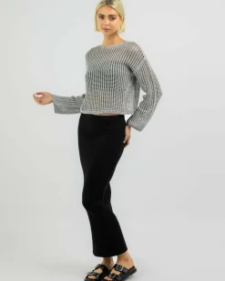 Tops*Ava And Ever Alexa Crochet Long Sleeve Top Cement