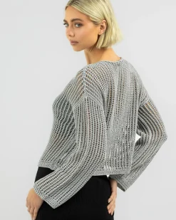 Tops*Ava And Ever Alexa Crochet Long Sleeve Top Cement