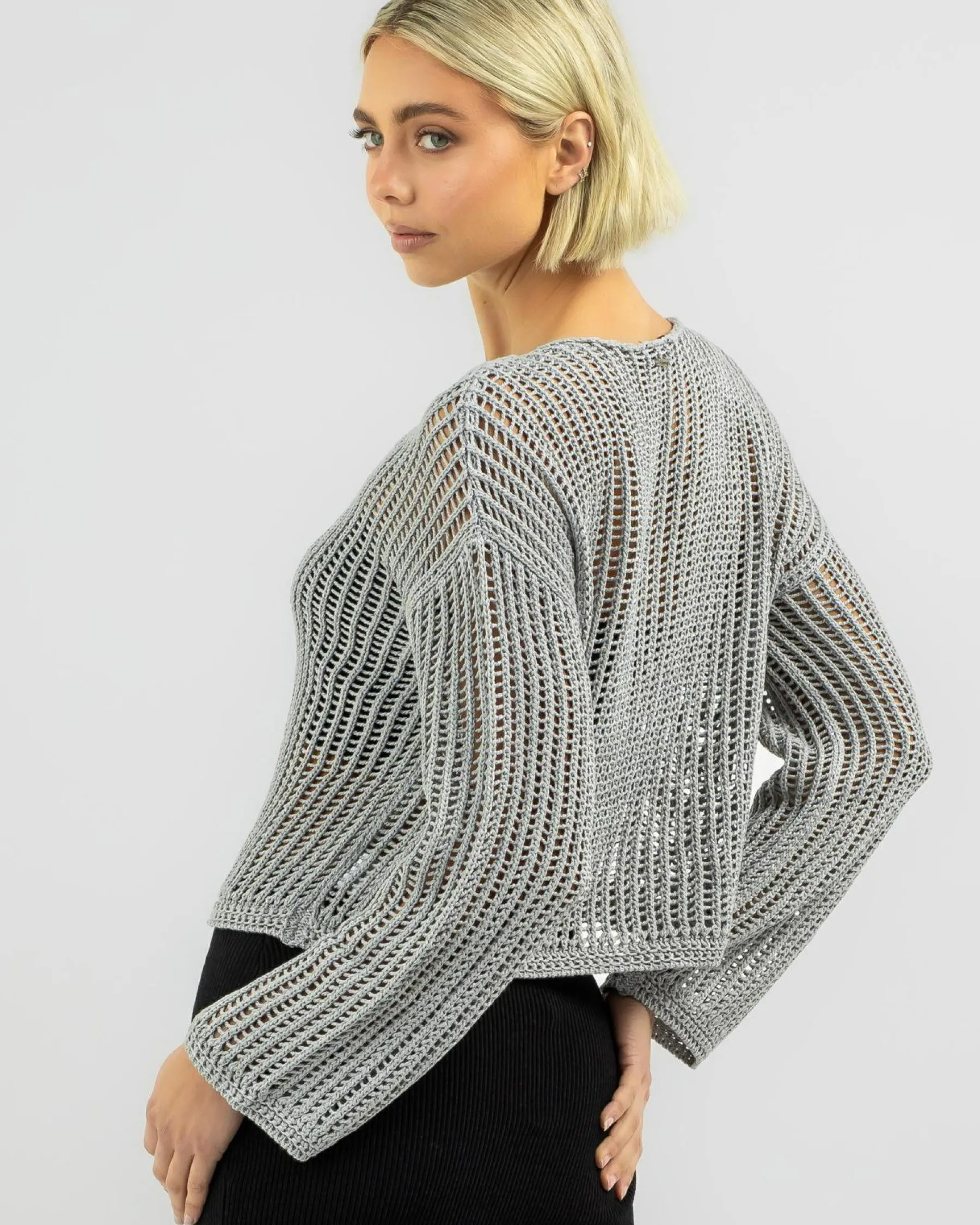 Tops*Ava And Ever Alexa Crochet Long Sleeve Top Cement