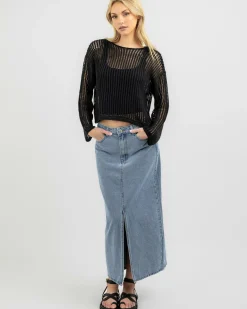 Tops*Ava And Ever Alexa Crochet Long Sleeve Top Black