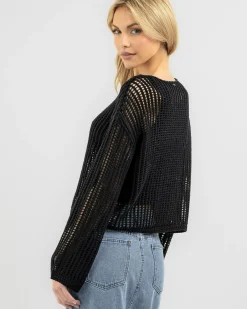 Tops*Ava And Ever Alexa Crochet Long Sleeve Top Black