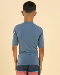 Rashies*Quiksilver All Time Boy's Short Sleeve Rash Vest Quarry Heather