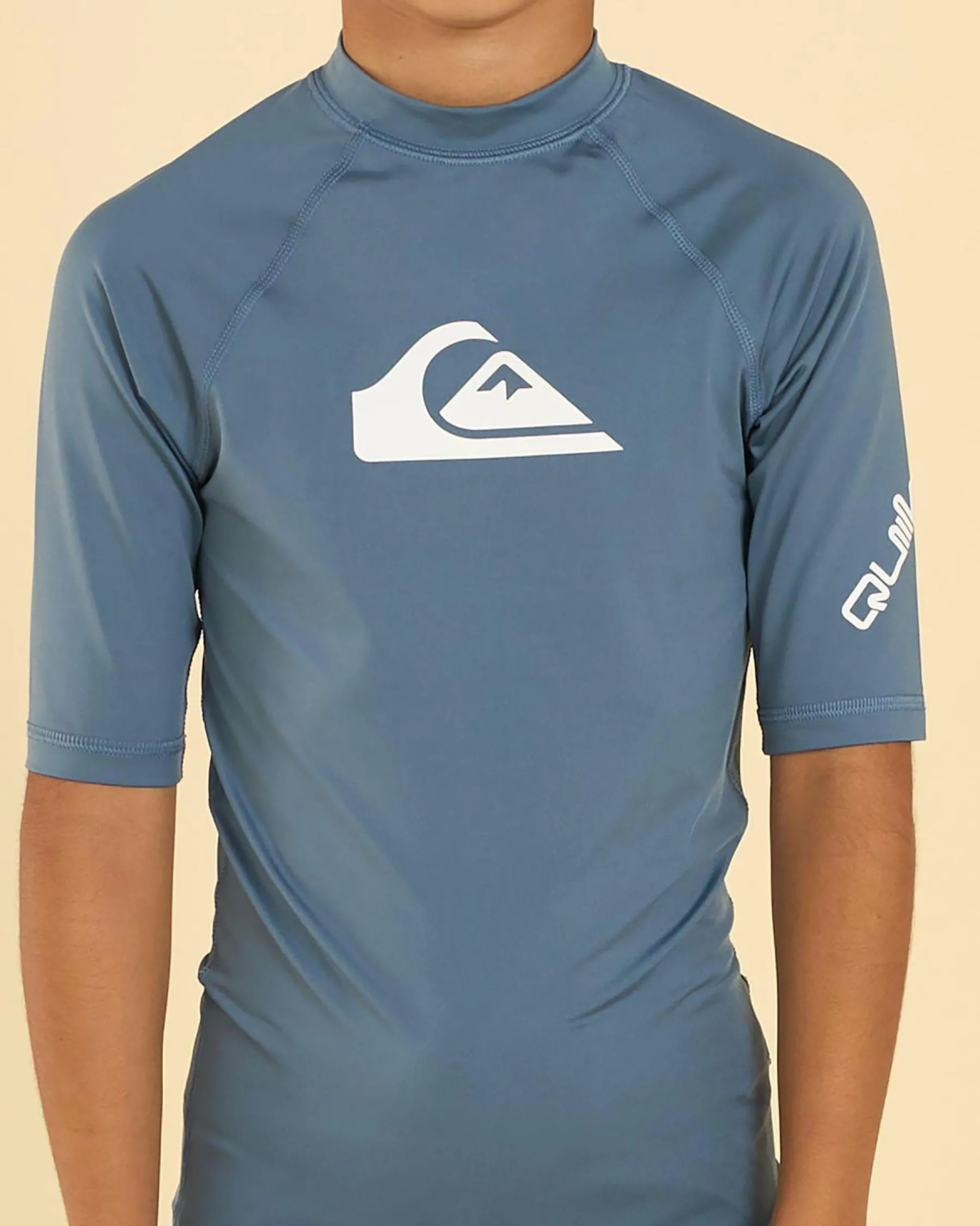 Rashies*Quiksilver All Time Boy's Short Sleeve Rash Vest Quarry Heather