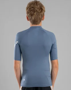 Rashies*Quiksilver All Time Boy's Short Sleeve Rash Vest China Blue