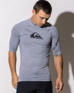 Rashies*Quiksilver All Time Short Sleeve Rash Vest Quarry Heather