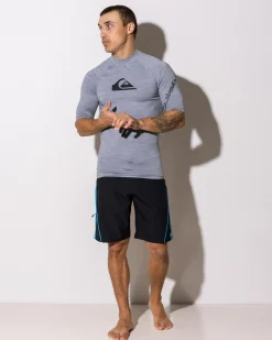 Rashies*Quiksilver All Time Short Sleeve Rash Vest Quarry Heather