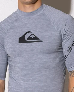 Rashies*Quiksilver All Time Short Sleeve Rash Vest Quarry Heather