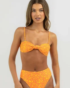 Bikinis*Rhythm Allegra Knot Bandeau Bikini Top Orange