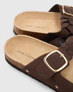 Sandals*Ava And Ever Allie Plait Slide Sandals Espresso