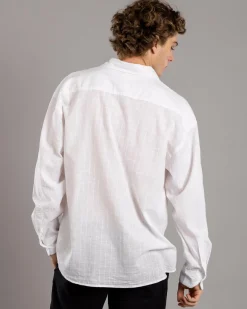 Tops & T-Shirts|Linen Blend*Skylark Allure Long Sleeve Shirt White