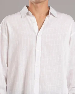Tops & T-Shirts|Linen Blend*Skylark Allure Long Sleeve Shirt White