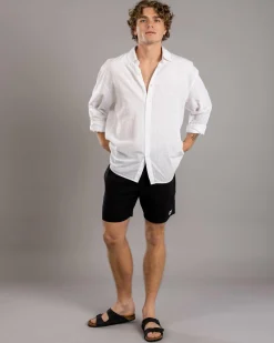 Tops & T-Shirts|Linen Blend*Skylark Allure Long Sleeve Shirt White