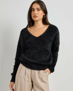 Knitwear|Jumpers & Hoodies*Mooloola Amara V Neck Knit Jumper Black