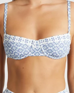 Bikinis*Roxy Amber Bralette Bikini Top Cloud Dancer Never Bored Swim