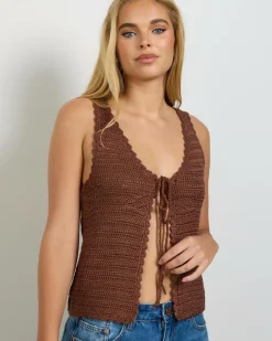 Online Anastasia Crochet Tie Up Cami Top Women Tops