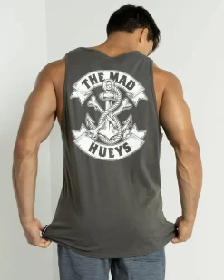 Tops & T-Shirts*The Mad Hueys Anchor Bones Singlet Charcoal/white