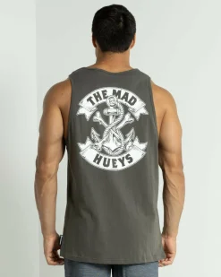Tops & T-Shirts*The Mad Hueys Anchor Bones Singlet Charcoal/white