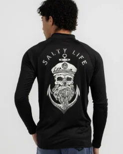 Rashies*Salty Life Anchors Long Sleeve Rash Vest Black