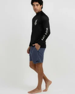 Rashies*Salty Life Anchors Long Sleeve Rash Vest Black
