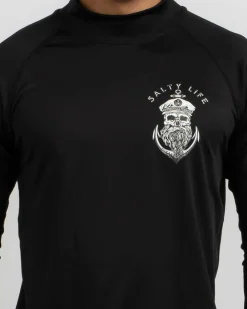 Rashies*Salty Life Anchors Long Sleeve Rash Vest Black