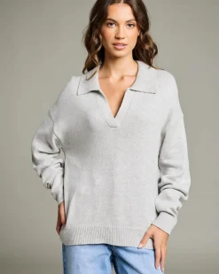 Knitwear|Jumpers & Hoodies*Ava And Ever Anthea Polo Collar Knit Jumper Grey Marle