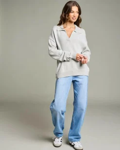 Knitwear|Jumpers & Hoodies*Ava And Ever Anthea Polo Collar Knit Jumper Grey Marle