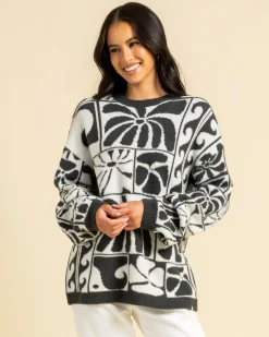 Knitwear|Jumpers & Hoodies*Rip Curl AOTS-TY Williams Oceanic Jacquard Crew Knit Sweater Black