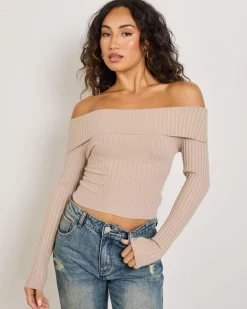 Ari Off Shoulder Knit Top Women Tops